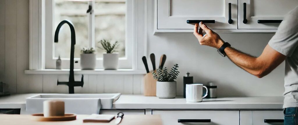 Memasang handle kabinet dapur Memasang handle kabinet dapur