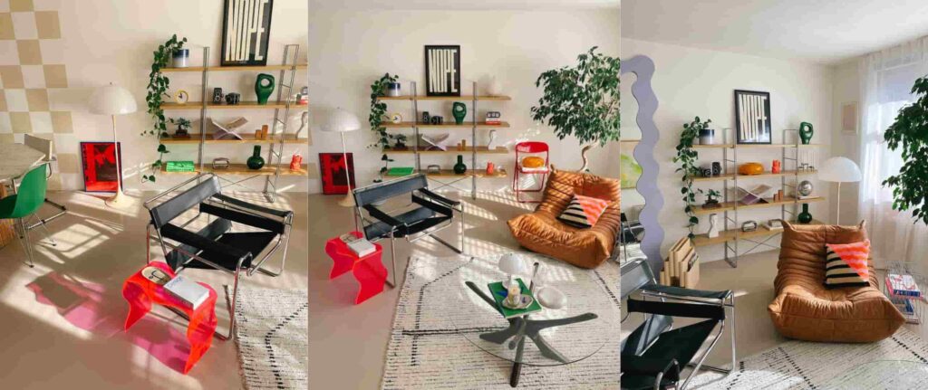 ruang tamu mid century modern