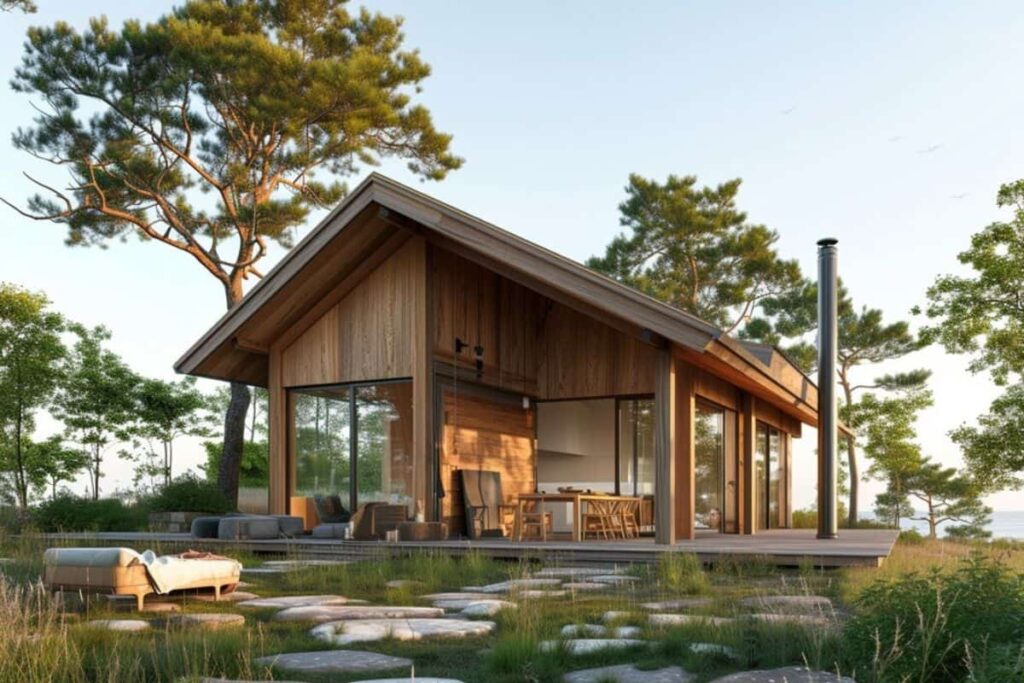 Rumah kayu modern di tengah kawasan tropis