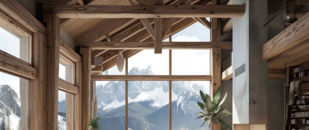 rumah kayu di tengah hutan