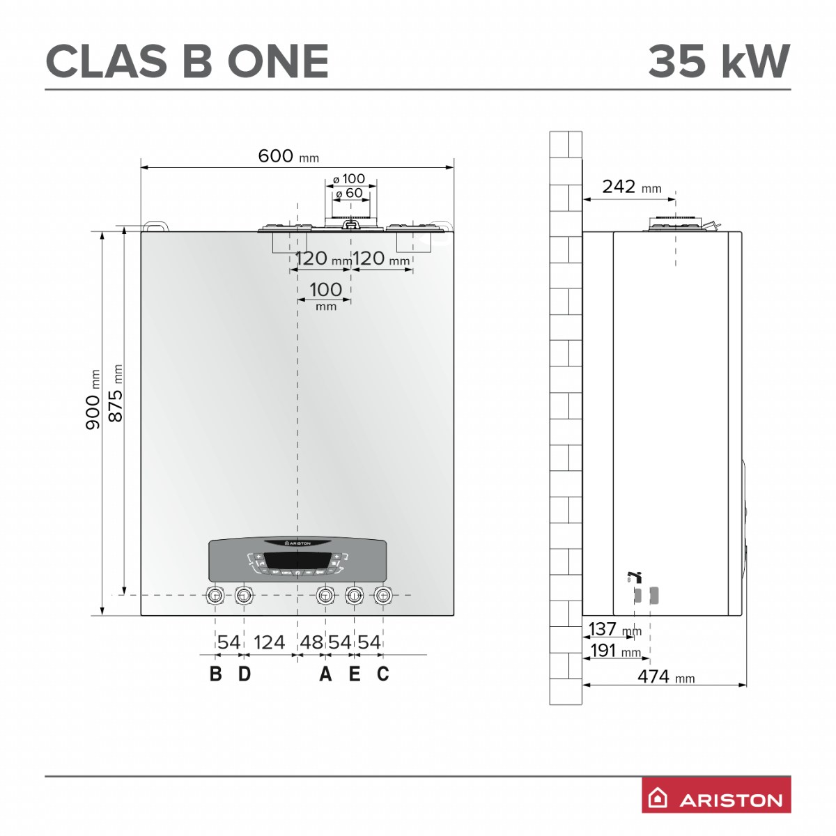 ariston clas b one 35kw schita dimensiuni_ _copy