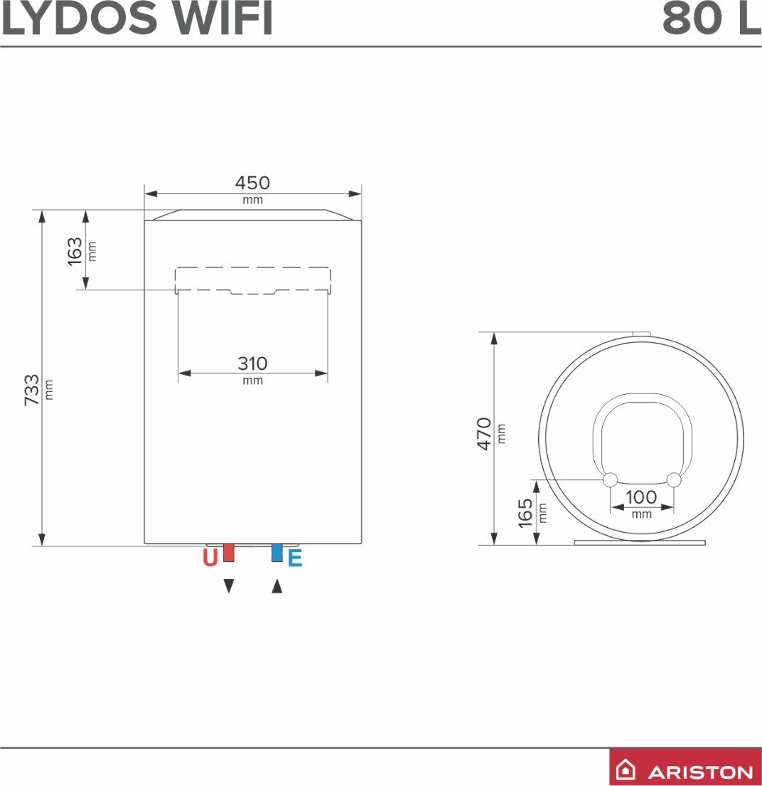 ariston lydos wifi 80l schita dimensiuni