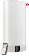 Srebrny, elektryczny podgrzewacz wody Velis Wifi O - lewa strona
